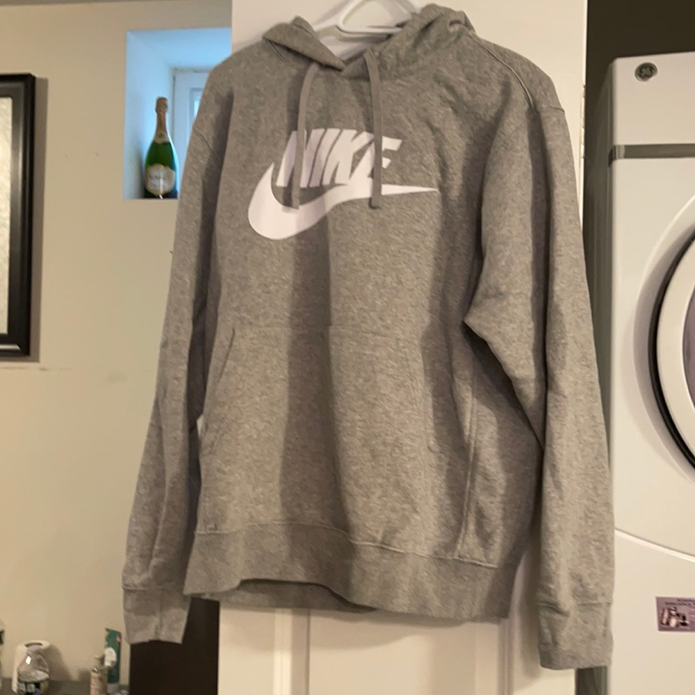Nike Large Gray with white logo hoodie NWOT